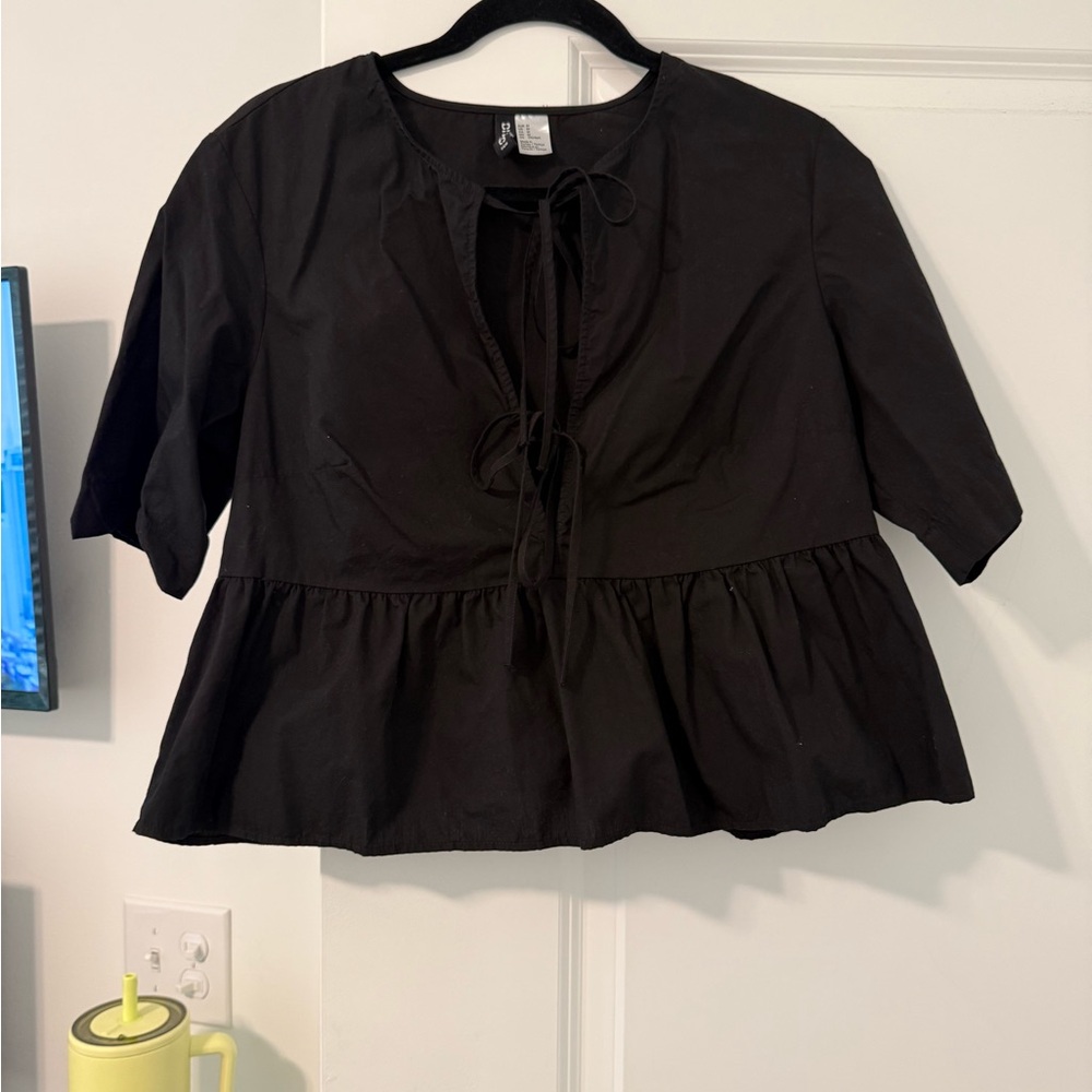 H&M Black Bow Top